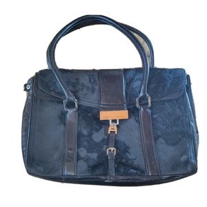 SABINA New York Genuine Leather and Fur Black Purse.